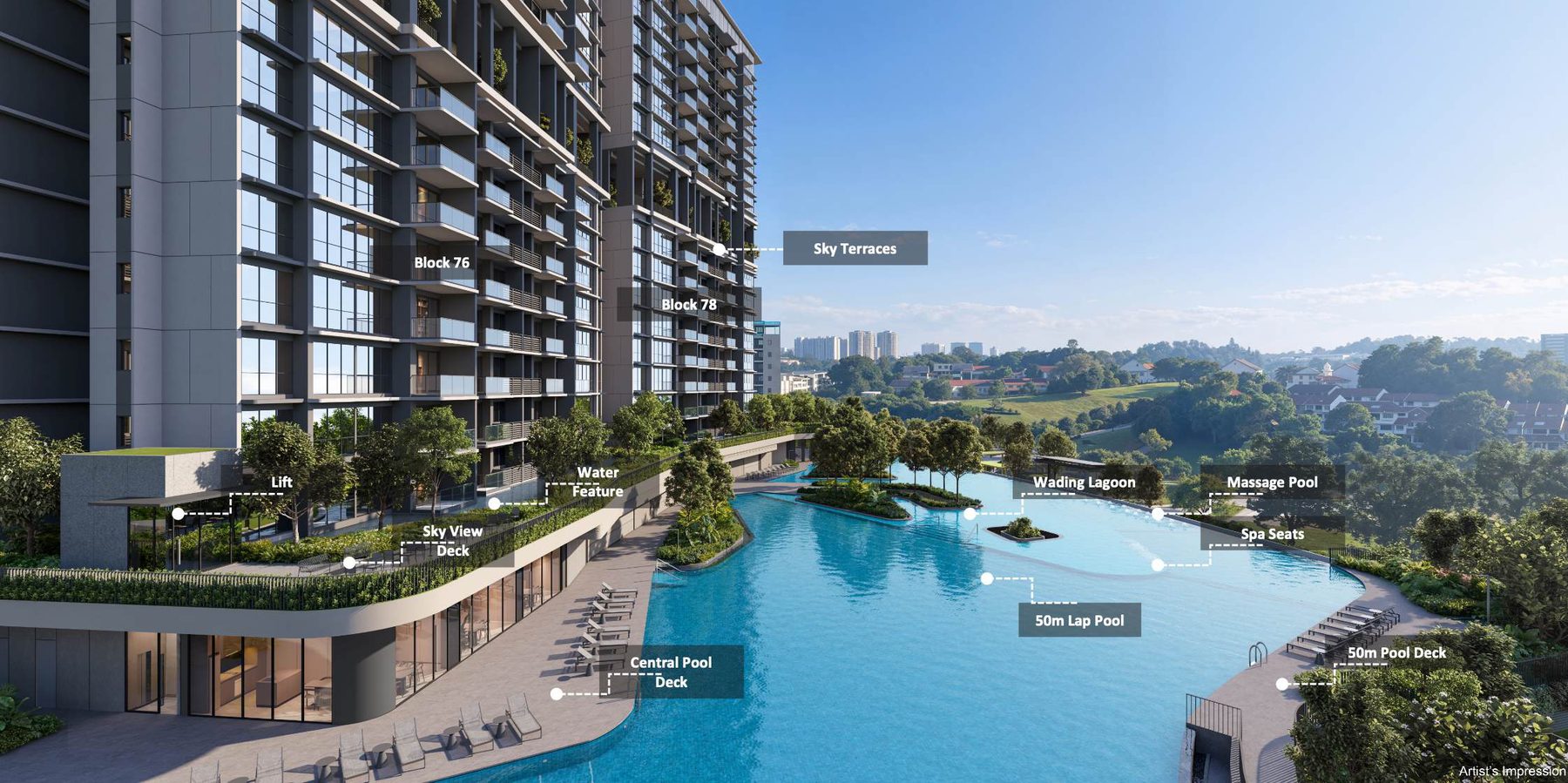 Artist's impression of the central pool deck and lap pool